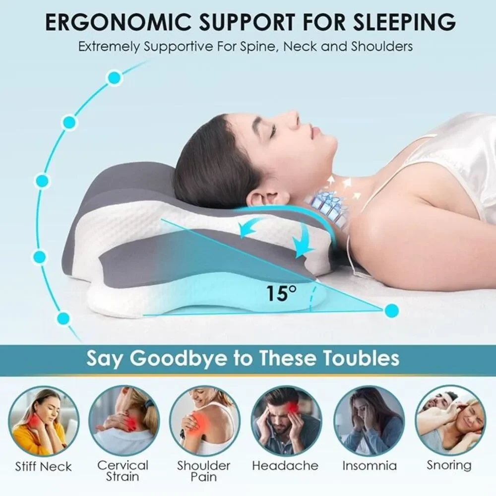Cervical Neck Pillow for Sleeping - Memory Foam Contour Pillow